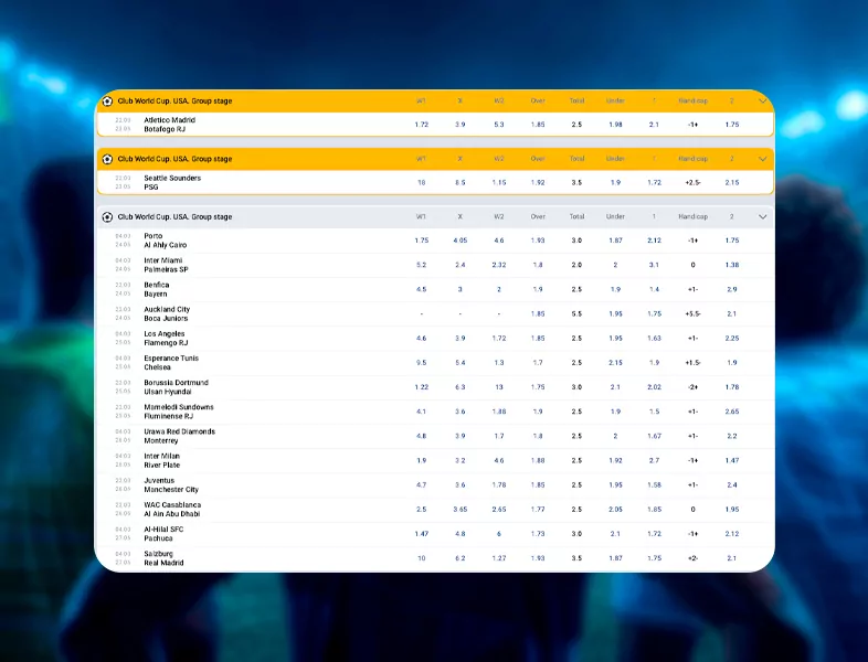 Select betting market